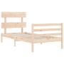 Estructura de cama con cabecero madera maciza 90x200 cm de vidaXL, Camas y somieres - Ref: Foro24-3195076, Precio: 87,28 €, D...