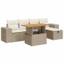 Set sofás jardín y cojines 6 pzas ratán sintético acacia beige en Conjuntos de jardín | Comprar online en Foru.es