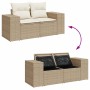 Set sofás jardín y cojines 6 pzas ratán sintético acacia beige en Conjuntos de jardín | Comprar online en Foru.es