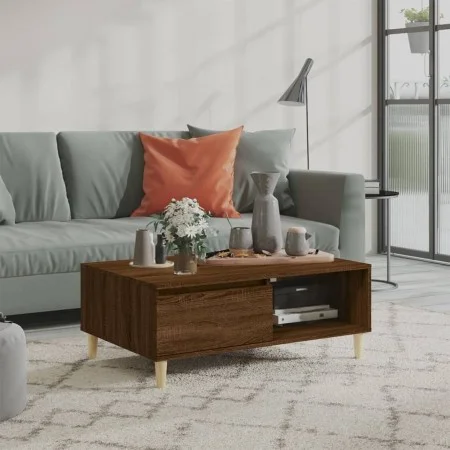 Mesa de centro madera de ingeniería roble marrón 90x60x35 cm de vidaXL, Mesas de centro - Ref: Foro24-813172, Precio: 56,82 €...