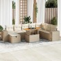 Set sofás jardín y cojines 9 pzas ratán sintético acacia beige en Conjuntos de jardín | Comprar online en Foru.es