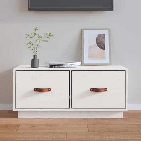Mueble de TV de madera maciza de pino blanco 80x34x35 cm de vidaXL, Muebles TV - Ref: Foro24-818241, Precio: 84,49 €, Descuen...