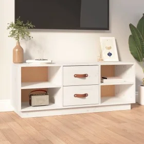 Mueble de TV de madera maciza de pino blanco 100x34x40 cm de vidaXL, Muebles TV - Ref: Foro24-818226, Precio: 71,67 €, Descue...