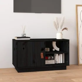 Mueble de TV de madera maciza de pino negro 70x34x40 cm de vidaXL, Muebles TV - Ref: Foro24-818239, Precio: 53,47 €, Descuent...