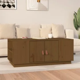 Mesa de centro madera maciza de pino marrón miel 100x50x41 cm de vidaXL, Mesas de centro - Ref: Foro24-818258, Precio: 145,32...