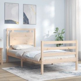 Estructura de cama con cabecero madera maciza 100x200 cm de vidaXL, Camas y somieres - Ref: Foro24-3194041, Precio: 126,18 €,...