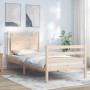 Estructura de cama con cabecero madera maciza 100x200 cm de vidaXL, Camas y somieres - Ref: Foro24-3194041, Precio: 126,18 €,...