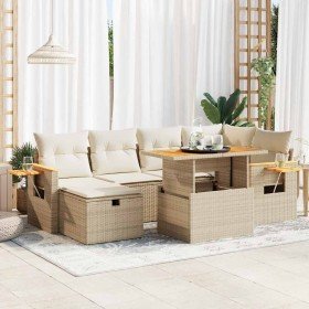 Set de sofás de jardín y cojines 8 piezas ratán sintético beige en Conjuntos de jardín | Comprar online en Foru.es
