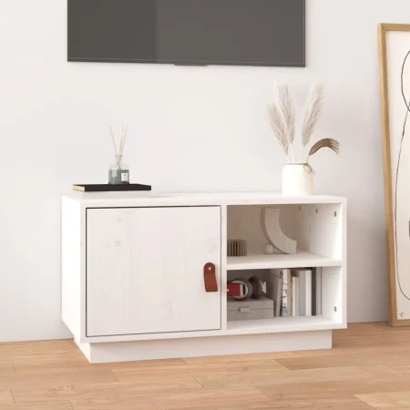 Mueble de TV de madera maciza de pino blanco 70x34x40 cm de vidaXL, Muebles TV - Ref: Foro24-818236, Precio: 65,03 €, Descuen...