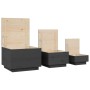 Cajas de almacenaje con tapa 3 pzas madera maciza pino gris de vidaXL, Taquillas y armarios de almacenamiento - Ref: Foro24-8...