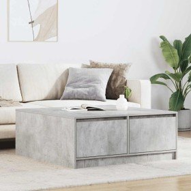 Mesa de centro con cajones gris hormigón 100x100x40 cm en Mesas de centro | Comprar online en Foru.es