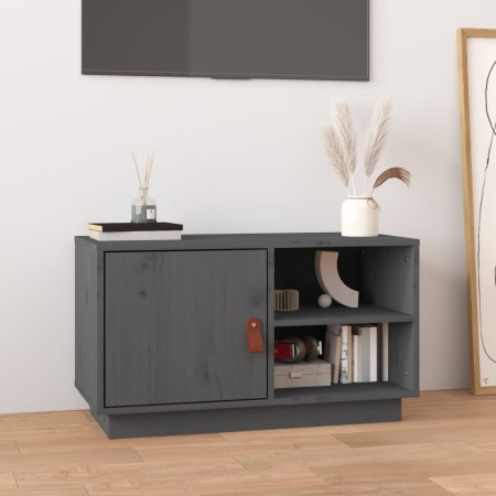 Mueble de TV de madera maciza de pino gris 70x34x40 cm de vidaXL, Muebles TV - Ref: Foro24-818237, Precio: 65,98 €, Descuento: %