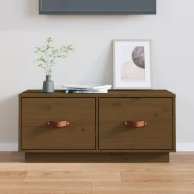 Mueble de TV madera maciza de pino marrón miel 80x34x35 cm de vidaXL, Muebles TV - Ref: Foro24-818243, Precio: 82,96 €, Descu...