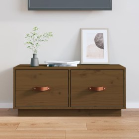 Mueble de TV madera maciza de pino marrón miel 80x34x35 cm de vidaXL, Muebles TV - Ref: Foro24-818243, Precio: 84,06 €, Descu...