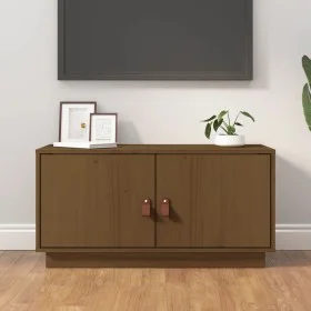 Mueble de TV madera maciza de pino marrón miel 80x34x40 cm de vidaXL, Muebles TV - Ref: Foro24-818233, Precio: 69,08 €, Descu...