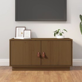 Mueble de TV madera maciza de pino marrón miel 80x34x40 cm de vidaXL, Muebles TV - Ref: Foro24-818233, Precio: 69,97 €, Descu...