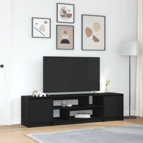 Mueble de TV de madera de roble negro 188,5x41x50 cm en Muebles TV | Comprar online en Foru.es