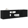 Mueble de TV de madera de roble negro 188,5x41x50 cm en Muebles TV | Comprar online en Foru.es