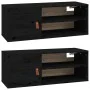 Armarios de pared 2 uds madera maciza pino negro 80x30x30 cm de vidaXL, Estantes y estanterías - Ref: Foro24-818394, Precio: ...