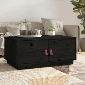 Solid black pine wood coffee table 80x50x35 cm by vidaXL, Coffee table - Ref: Foro24-818254, Price: 79,58 €, Discount: %