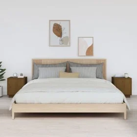 Mesitas de noche 2 uds madera de pino marrón miel 40x34x45 cm de vidaXL, Mesitas de noche - Ref: Foro24-818282, Precio: 79,36...