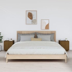 Mesitas de noche 2 uds madera de pino marrón miel 40x34x45 cm de vidaXL, Mesitas de noche - Ref: Foro24-818282, Precio: 80,24...