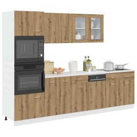 Conjunto de armarios de cocina de 7 piezas "Lyon" de madera de ingeniería de roble artesanal en Armarios de cocina | Comprar onl