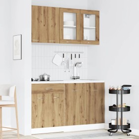 Conjunto de armarios de cocina de 4 piezas "Lyon" de en madera de ingeniería de roble artesanal en Armarios de cocina | Comprar 