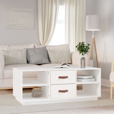 Mesa de centro de madera maciza de pino blanco 100x50x41 cm de vidaXL, Mesas de centro - Ref: Foro24-818271, Precio: 93,92 €,...