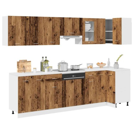 Conjunto de armarios de cocina de 11 piezas "Lyon" de madera de ingeniería de madera vieja en Armarios de cocina | Comprar onlin