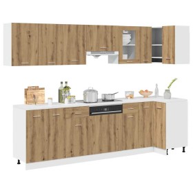 Conjunto de armarios de cocina de 11 piezas "Lyon" de madera de ingeniería de roble artesanal en Armarios de cocina | Comprar on