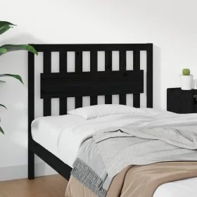 Solid black pine wood bed headboard 105.5x4x100 cm by vidaXL, Headboards and footboards - Ref: Foro24-818559, Price: 30,07 €,...
