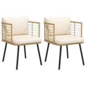 Sillones de jardín con cojines 2 uds ratán sintético natural en Sillas de jardín | Comprar online en Foru.es