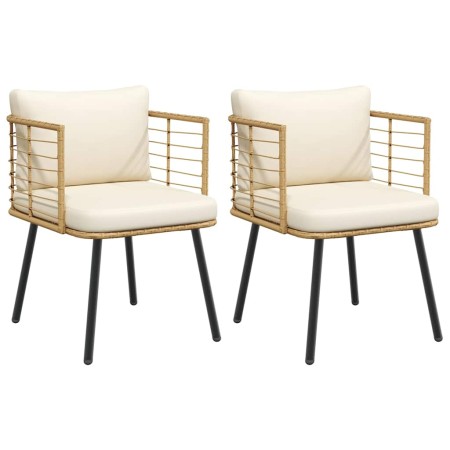 Sillones de jardín con cojines 2 uds ratán sintético natural en Sillas de jardín | Comprar online en Foru.es