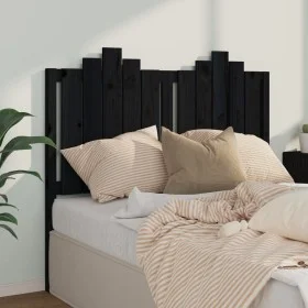Solid black pine wood bed headboard 126x4x110 cm by vidaXL, Headboards and footboards - Ref: Foro24-818464, Price: 36,91 €, D...