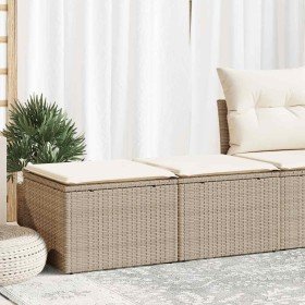 Set sofás jardín y cojines 2 pzas ratán sintético acacia beige en Conjuntos de jardín | Comprar online en Foru.es