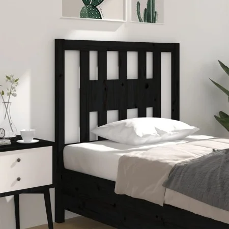 Cabecero madera maciza de pino negro 96x4x100 cm de vidaXL, Cabeceros y pies de cama - Ref: Foro24-818654, Precio: 23,23 €, D...