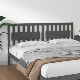 Solid gray pine wood bed headboard 185.5x4x100 cm by vidaXL, Headboards and footboards - Ref: Foro24-818587, Price: 62,35 €, ...