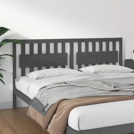 Solid gray pine wood bed headboard 185.5x4x100 cm by vidaXL, Headboards and footboards - Ref: Foro24-818587, Price: 62,35 €, ...