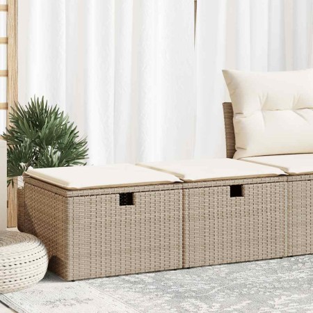 Set sofás jardín y cojines 2 pzas ratán sintético acacia beige en Conjuntos de jardín | Comprar online en Foru.es