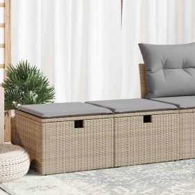 Set sofás jardín y cojines 2 pzas ratán sintético acacia beige en Conjuntos de jardín | Comprar online en Foru.es
