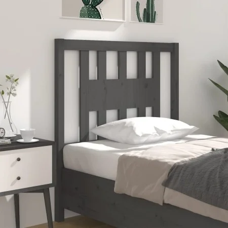 Solid gray pine wood headboard 81x4x100 cm by vidaXL, Headboards and footboards - Ref: Foro24-818647, Price: 23,23 €, Discoun...