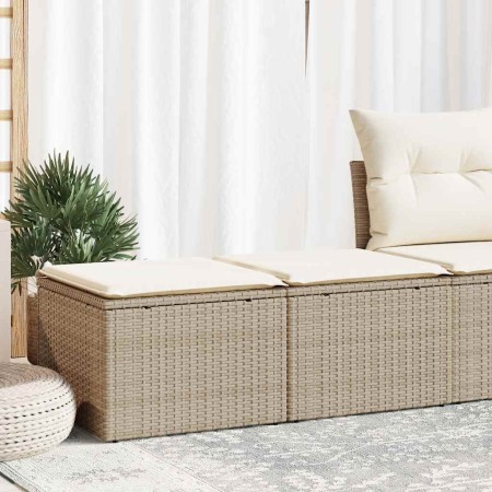 Set sofás jardín y cojines 2 pzas ratán sintético acacia beige en Conjuntos de jardín | Comprar online en Foru.es