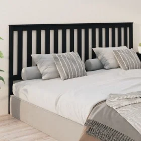 Solid black pine wood bed headboard 206x6x101 cm by vidaXL, Headboards and footboards - Ref: Foro24-818544, Price: 41,01 €, D...