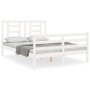 Estructura de cama con cabecero madera maciza blanco 120x200 cm de vidaXL, Camas y somieres - Ref: Foro24-3194697, Precio: 12...