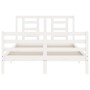 Estructura de cama con cabecero madera maciza blanco 120x200 cm de vidaXL, Camas y somieres - Ref: Foro24-3194697, Precio: 12...