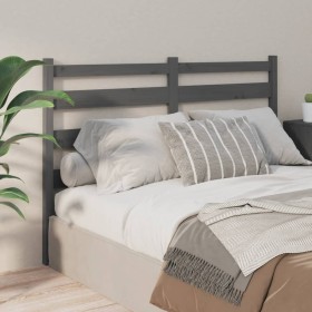 Cabecero de cama madera maciza de pino gris 166x4x100 cm de vidaXL, Cabeceros y pies de cama - Ref: Foro24-818432, Precio: 31...