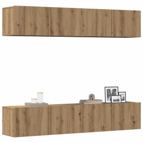 Muebles de TV de pared 4 uds madera ingeniería roble artesanal en Muebles TV | Comprar online en Foru.es