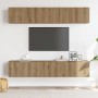 Muebles de TV de pared 4 uds madera ingeniería roble artesanal en Muebles TV | Comprar online en Foru.es
