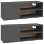 Armarios de pared 2 uds madera maciza pino gris 80x30x30 cm de vidaXL, Estantes y estanterías - Ref: Foro24-818390, Precio: 7...